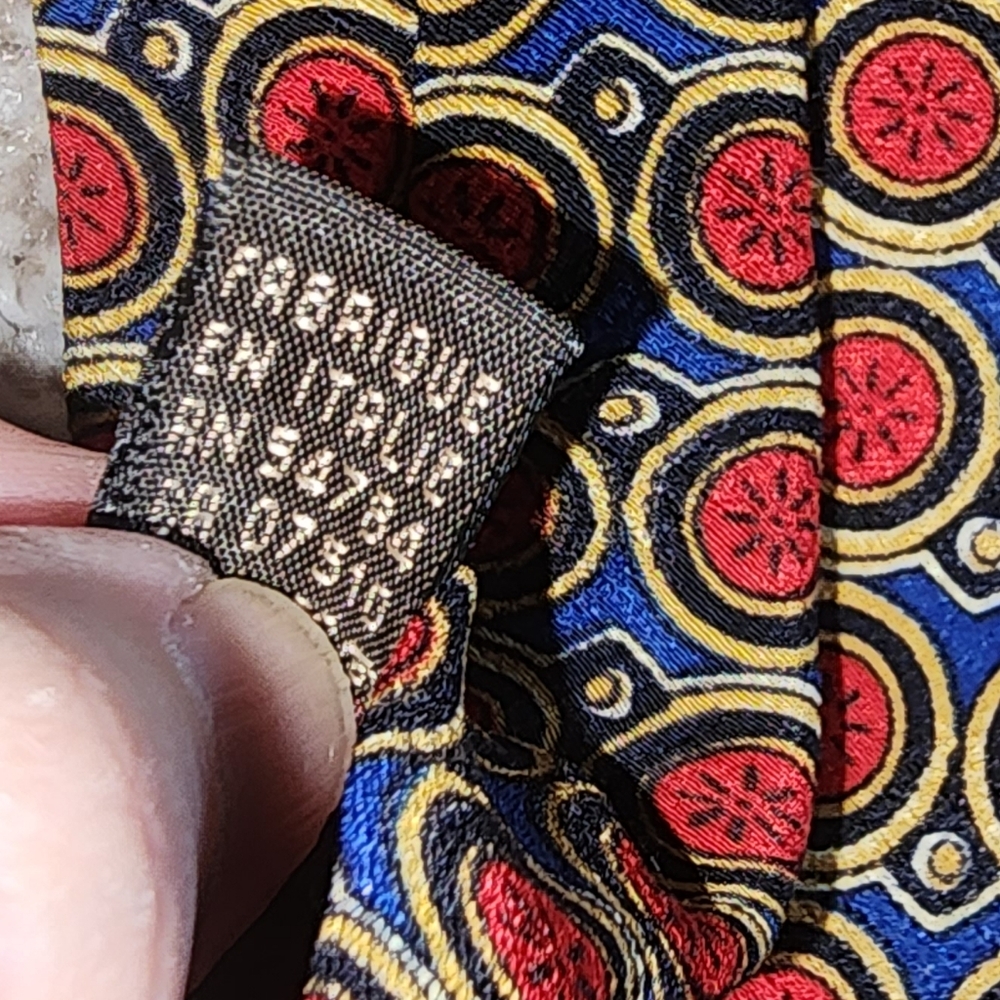 Valentino Red, Blue, Black And Gold Vintage Tie - Picture 9 of 11